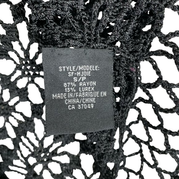 Boho Crochet Mesh Tie Up Top/Cardigan black, shrug or bolero punk, goth sz sm - Picture 13 of 13